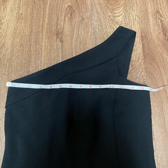 BCBGeneration Solid Black One Shoulder Crepe Fitted Jumpsuit Size 2 XS Cocktail - Picture 12 of 14